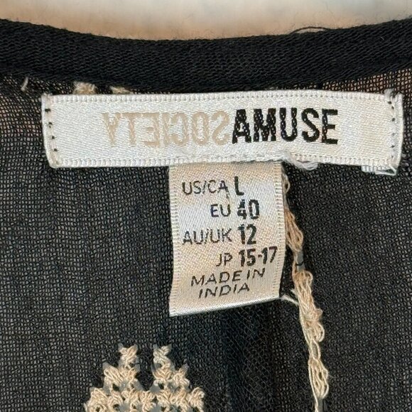 Black Maxi Dress Embroidered Beach Button Up Large - Picture 8 of 15